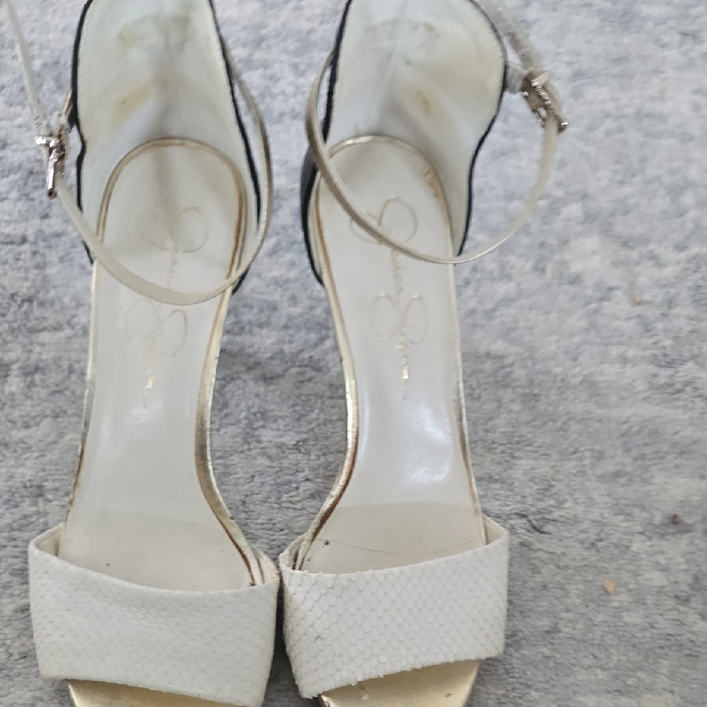 Jessica Simpson White Heels with Ankle Strap